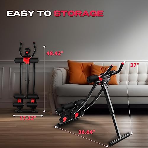 BODY RHYTHM Foldable Dual-Track Ab Workout Machine Black for Home Gym