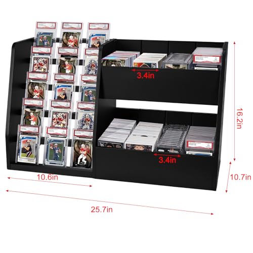 Wood Trading Card Display Stand for Sports & Collectible Cards, Holds Up to 200