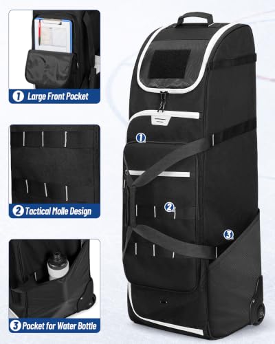 38-Inch Hockey Bag with Wheels, Travel Duffle for Ice Hockey Gear