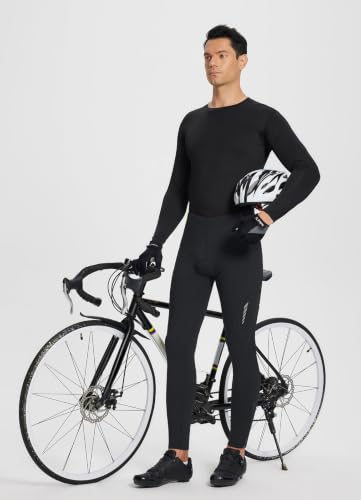 Men's Thermal Cycling Pants Large Black Fleece-Lined Bike Tights