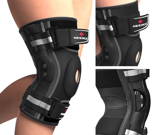 NEENCA Large Black Hinged Knee Support Brace for Pain Relief & Injury Recovery