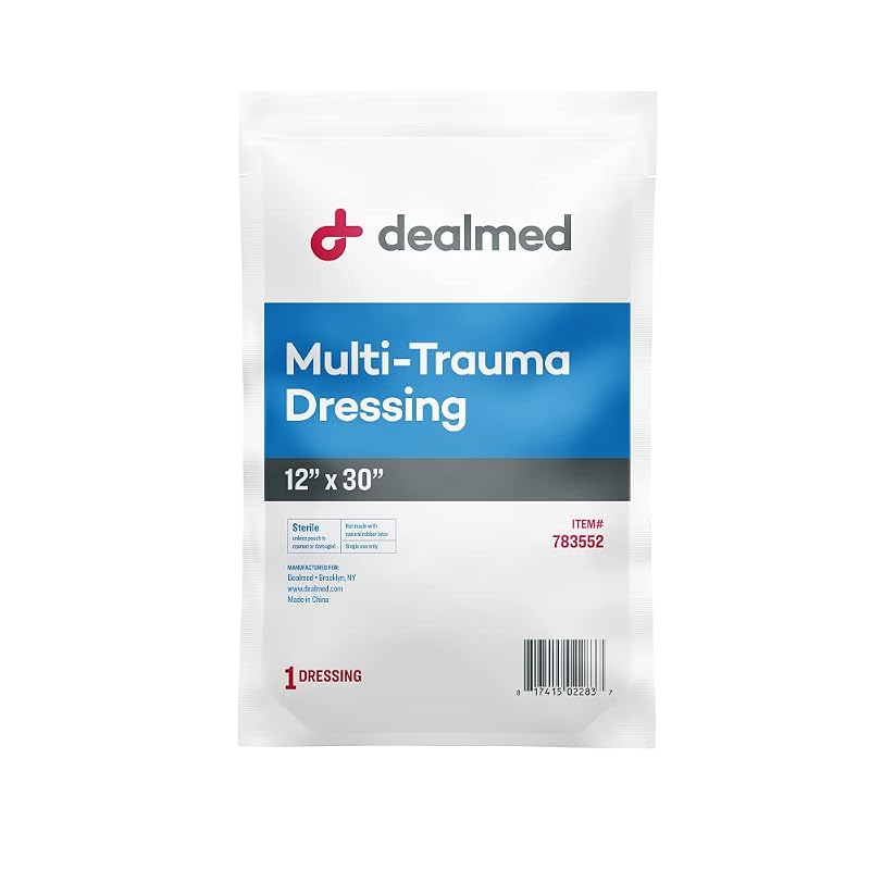 Dealmed Multi-Trauma Dressing - 12" x 30" Sterile Emergency Pad 1