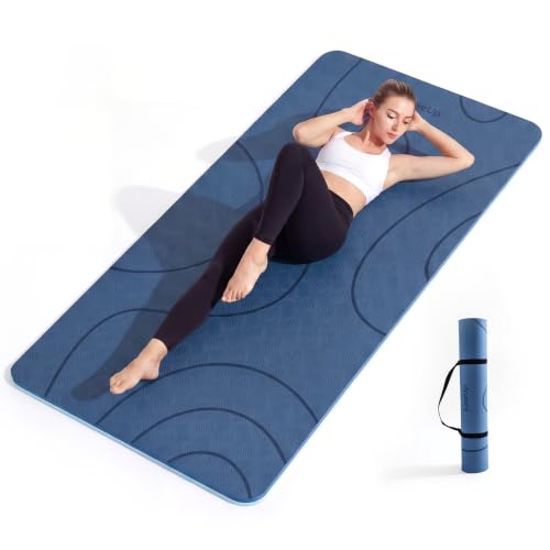 Blue Large Yoga Mat 73x35.5 Inches 10mm Thick Non-Slip for Yoga & Home Workout