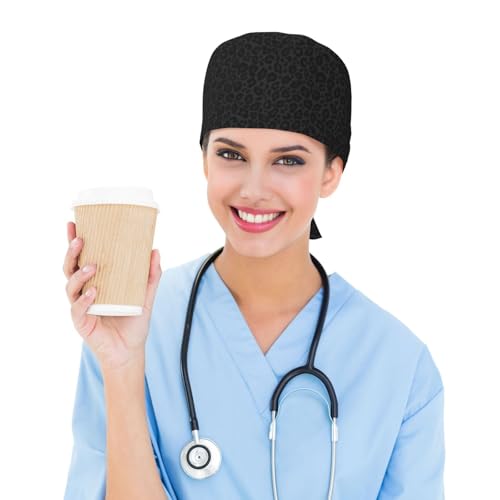 Working Cap Women Men Bandage Tie Hats Scrub Nursing Doctor Surgeon Black 21