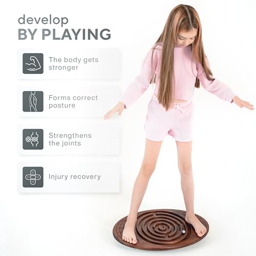 Bodo Maze Balance Board Beechwood - Wooden Wobble & Labyrinth Game for Kids & Adults