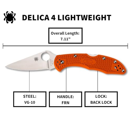 Spyderco Delica 4 Lightweight Folding Pocket Knife VG-10 Steel - PlainEdge