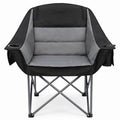 Qucamous Heavy Duty Padded Camping Chair Black & Grey Supports 500 lbs