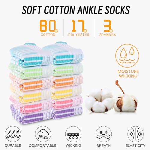 Ankle Socks Womens Athletic Cushioned Low Cut Tab Socks - White 6 Pairs