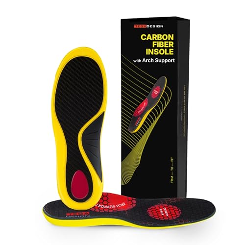 TEGA Women 14-15 / Men 12.5-14 Carbon Fiber Insole with Arch Support for Plantar Fasciitis & Sports