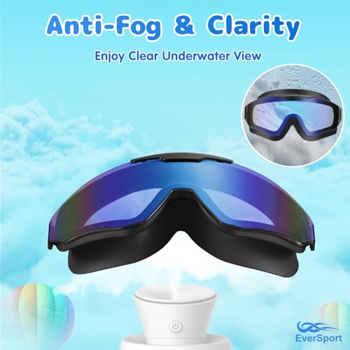 Kids Swim Goggles 8-16 Years Extra Silicone Layer 2 Pack - Gold Mirrored & Blue Mirrored