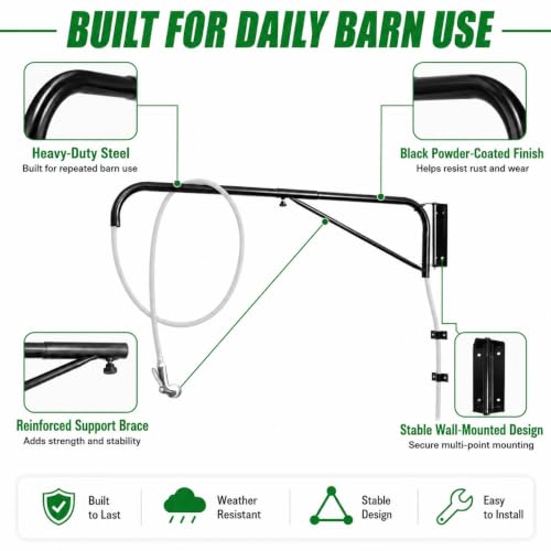 Wall-Mounted Horse Wash Spray Boom with Swinging Arm - Easy, Safe, Durable