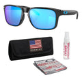 Oakley Holbrook OO9102 Square Sunglasses Polished Black Frame with Prizm Sapphire Lenses - One Size