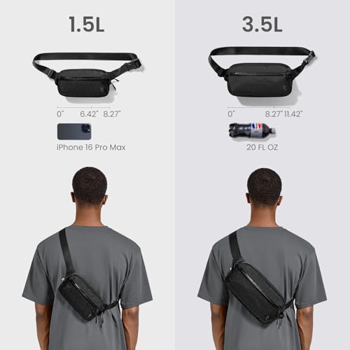 tomtoc X-Pac 1.5L Sling Bag with RFID Blocking Crossbody for Men Women - Black