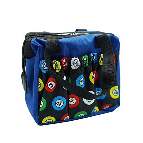 Blue Bingo Dauber Tote Bag with 6 Pockets Waterproof Oxford