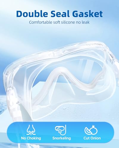 Adult Swim Goggles with Nose Cover - Wide View HD Glasses - Clear Variation
