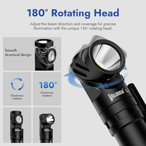 WUBEN L1-P9 Rechargeable Dual-Head 2000 Lumens Flashlight with Magnetic Base
