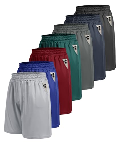 Men's Athletic Shorts with Pockets - Quick Dry Gym Workout Shorts XX-Large / Black, Dark Grey, Navy Blue, Light Grey, Royal Blue, Dark Green, Wine