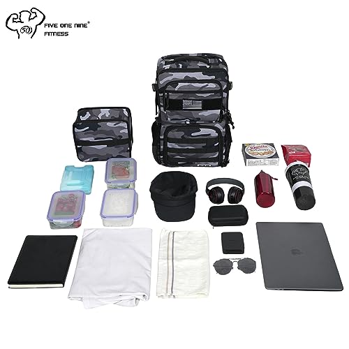 519 Fitness Modular Meal Prep Backpack Grey Camo Fits 17-Inch Laptop