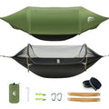 Rivenlo Camping Hammock Tent with Mosquito Net & Rainfly - Dark Green, 3-in-1 Waterproof Portable Sleep System