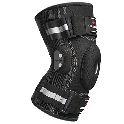 NEENCA Large Black Hinged Knee Support Brace for Pain Relief & Injury Recovery