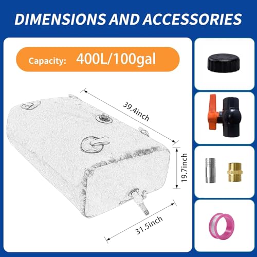 Blue 400L/100Gal Foldable Water Storage Bladder Tank for Emergency & Outdoor Use