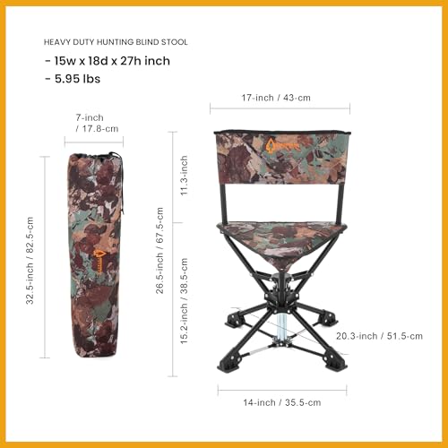 Camouflage 360° Swivel Hunting Chair Stool Seat - Stealthy, Portable, Stable