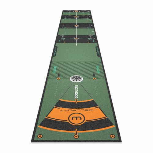 Wellputt 10ft Golf Putting Training Mat - Medium/Fast Green, Professional Practice Aid