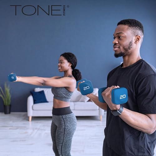 Purple 20 lb Neoprene Dumbbell Pairs with Anti-Roll Square Head - Tone Fitness
