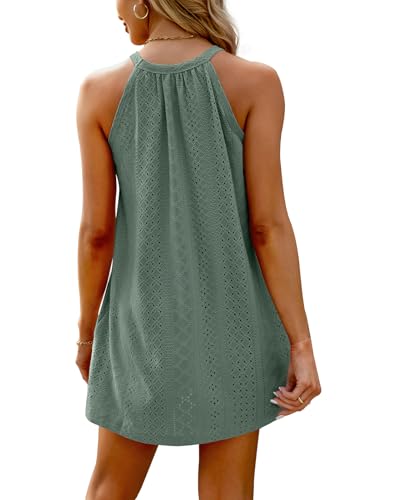 WIHOLL Crochet Hollow Out Summer Swimsuit Cover Up for Women - Green, Medium