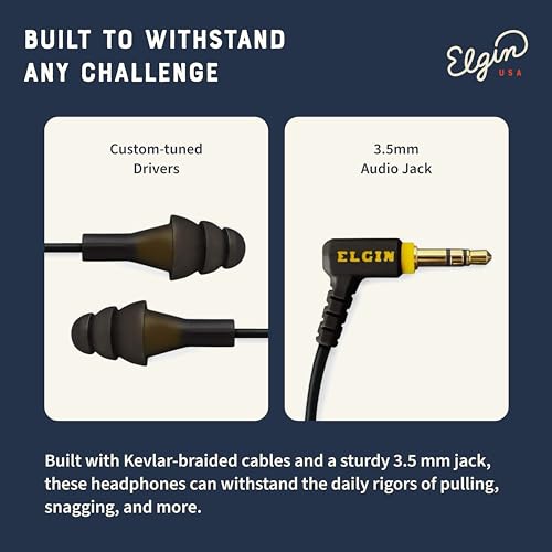 Elgin Ruckus Earplug Headphones - 25dB Noise Reduction, Stealth Black