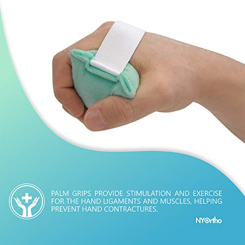 Hand Contracture Cushion 5x2.5 Inch - Palm Support for Stroke Recovery, Latex-Free, Washable, Elastic Strap - 1 Pack