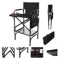 Zenicham 44.9 Inch Tall Folding Makeup Chair with Storage Bag, Black