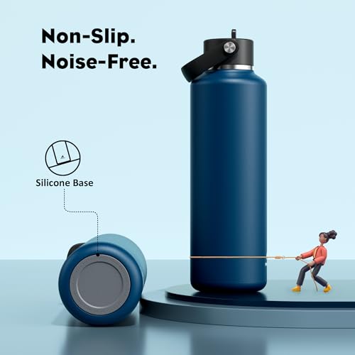 Insulated 24 oz Water Bottle with Leakproof Straw Lid - Indigo Blue