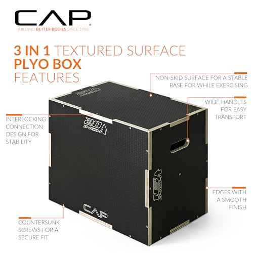 Non-Slip 24x20x16 Inch Plyometric Box - 3-in-1 Adjustable Height for Home Gym