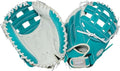 Youth Fastpitch Softball Gloves - White & Teal, 31.5 Inch, H Web, Catcher Right Hand