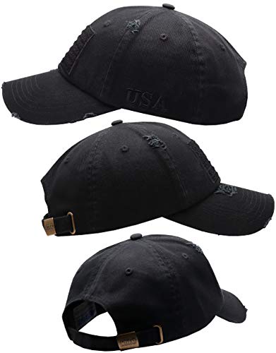 Unisex American Flag Baseball Hat Black Mesh Snapback Cap with Patriotic Patches