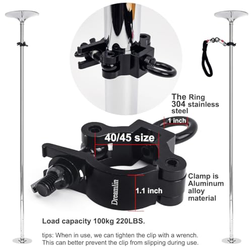 Black Set of 4 Dreamlin Dance Pole Hanging Clamps for Pole & Aerial Equipment
