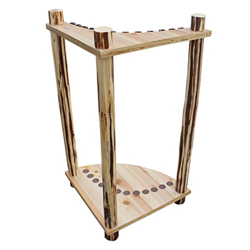 Rush Creek Creations 12-Slot Corner Fishing Rod Rack, Rustic Pine Storage Organizer