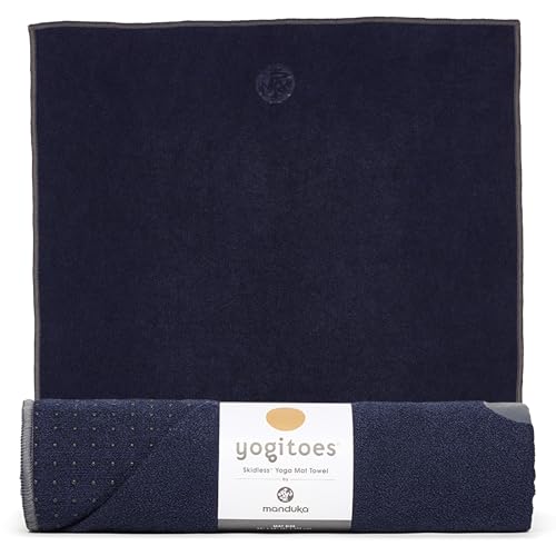 Manduka Yogitoes Hot Yoga Mat Towel Midnight 71 x 24 in - Non-Slip, Sweat-Absorbent