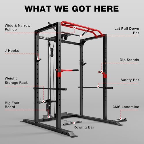 JELENS S11 Power Cage with 2000LB Capacity and Multi-Function Home Gym Rack