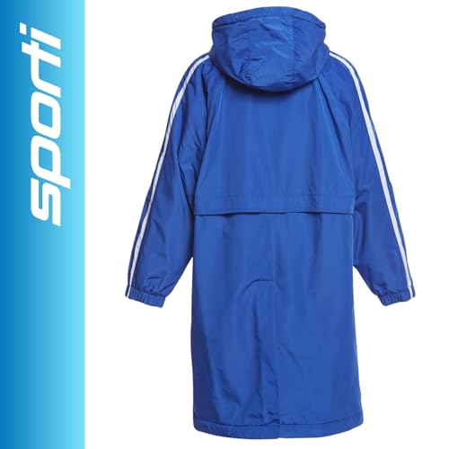 Sporti Youth Swim Parka with Striped Plush Fleece Lining - Royal Blue/Charcoal, Small