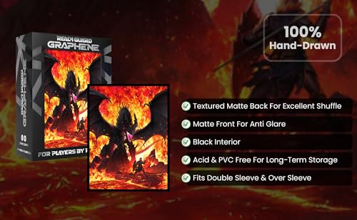 Fire Dragon Hand-Drawn Textured Matte Card Sleeves 100 Count - Graphene Variation