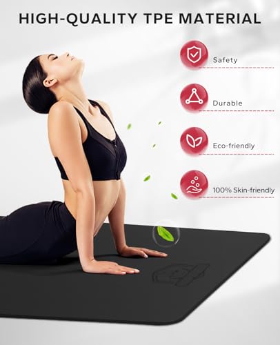 Extra Large Yoga Mat 78x54 Inches Non-Slip Thick Exercise Mat for Yoga & Pilates - Black