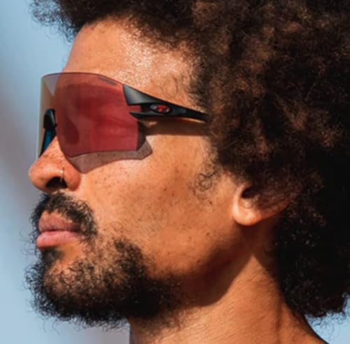 Tifosi Rail Rimless Shield Sunglasses for Cycling and Baseball - Matte Black Red Fototec
