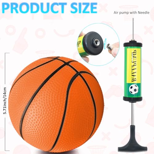 Orange Mini Basketball Balls Set - 5 Inch Bulk Pack with Pump