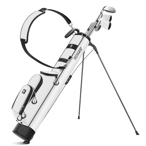Findway White Golf Stand Bag - Lightweight Carry Bag for Driving Range & Courses, 3 Pockets