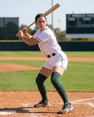Over the Knee Baseball Socks - Dark Green, Medium - 2 Pairs
