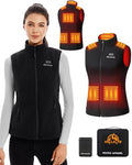 X-Large Black Heated Vest for Women with 7.4V 12000mAh Battery Pack - Fleece Electric Heating Clothing