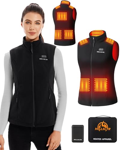 X-Large Black Heated Vest for Women with 7.4V 12000mAh Battery Pack - Fleece Electric Heating Clothing