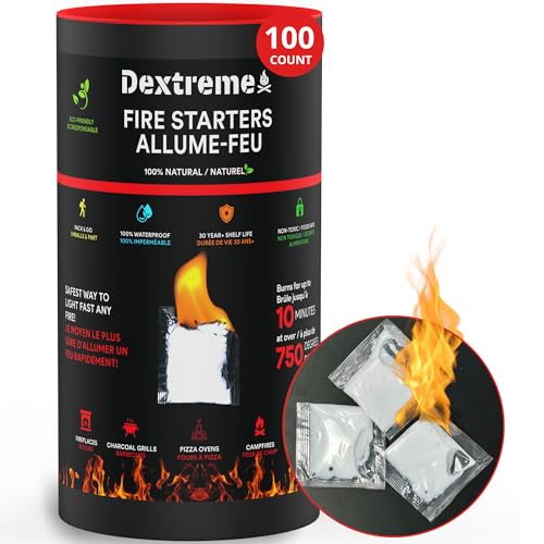 Dextreme Waterproof Fire Starter Kit - 100 Pcs Indoor & Outdoor Firelighters